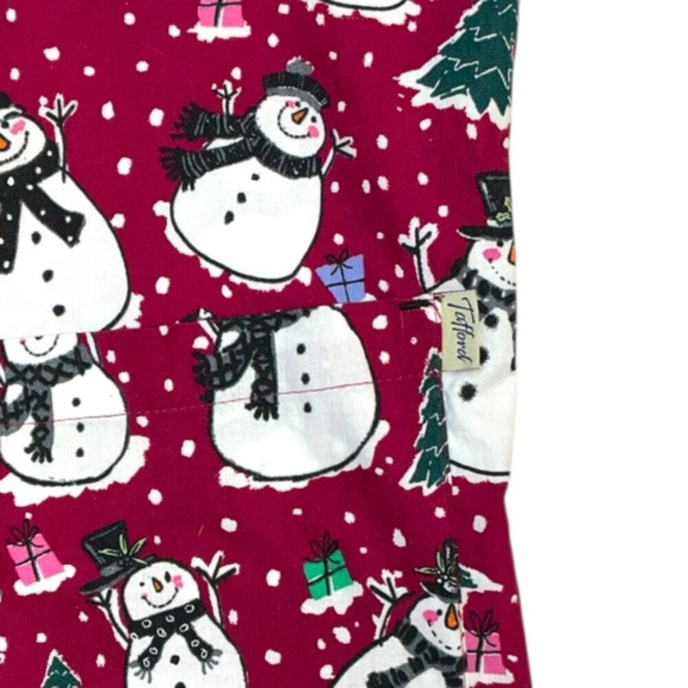 Tafford Scrub Top 100% Cotton Holiday Snowman Christmas Burgundy Red Women XL - Picture 6 of 13